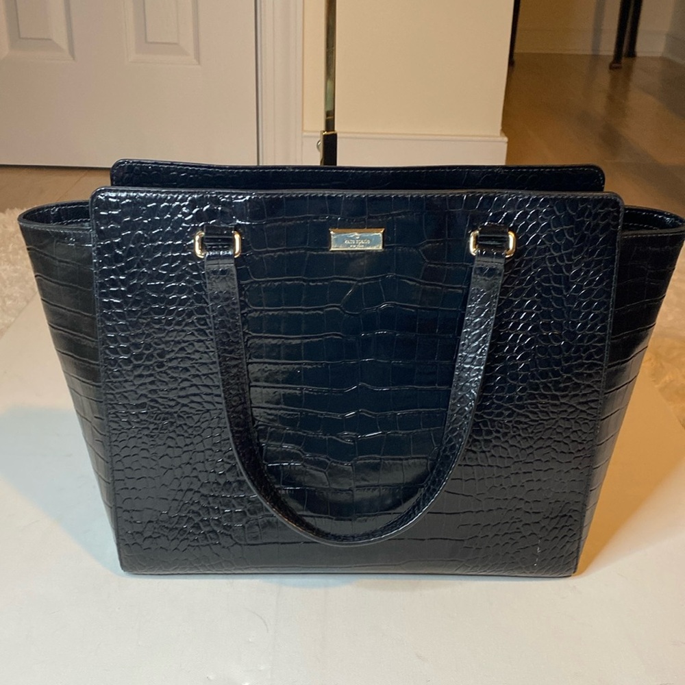 Kate Spade Crocodile Leather Tote Black